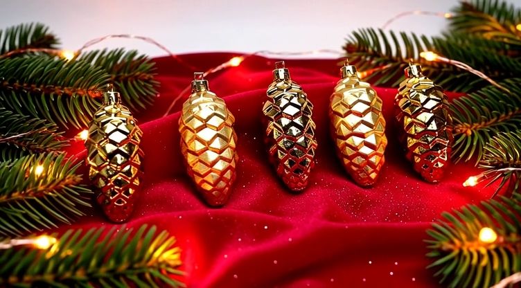 Szyszka bombka plastikowa zestaw 5 sztuk -  w kolorze złota (mat i metalic)