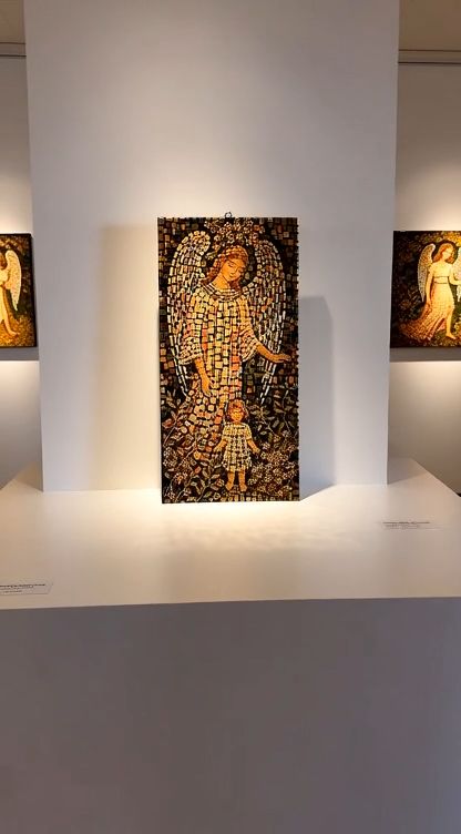 ​Mozaika artystyczna Artis „Anioł Stróż z dzieckiem&quot; rękodzieło 20cm x 10 cm.