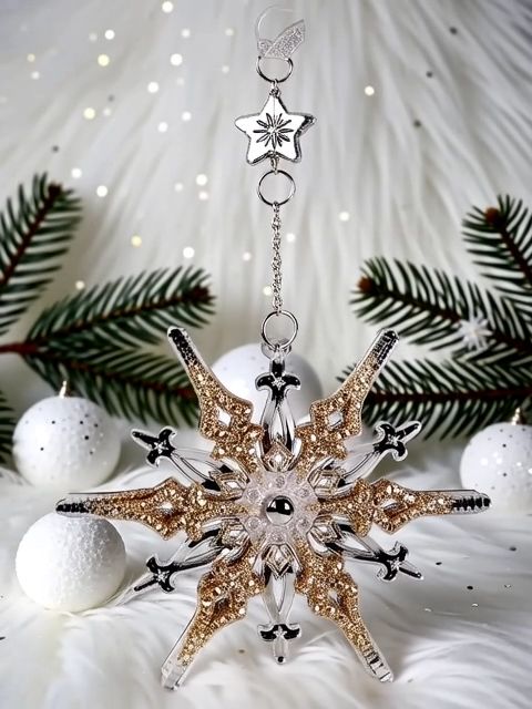 Świąteczna Zawieszka – Akrylowa Śnieżka z Brokatem , bombka