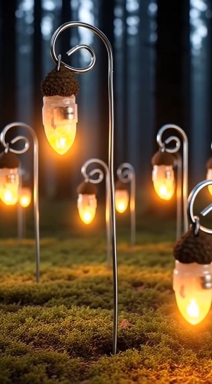 Mini Lampka “Leśny Żołądź” – Klimatyczna Ozdoba w Stylu Elfickiego Lasu (19 cm)