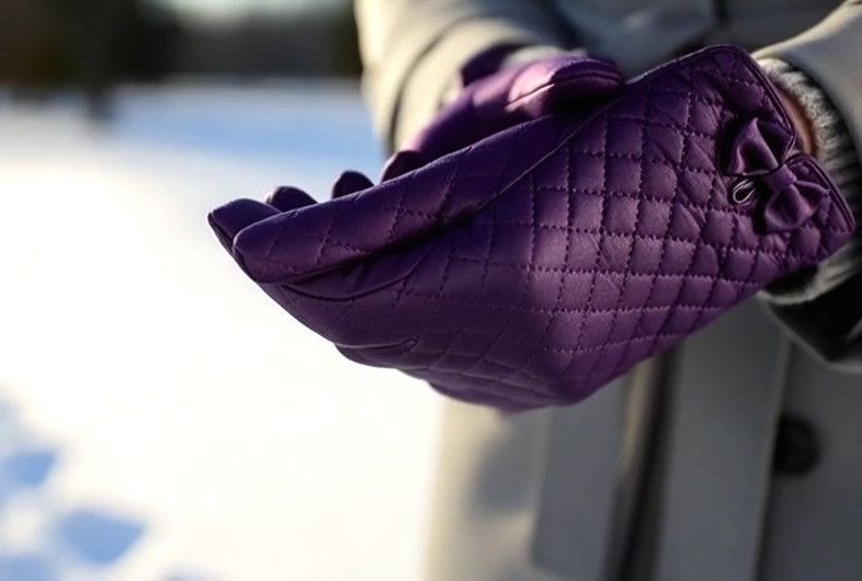 Pikowane Rękawiczki Zimowe – Eleganckie i Niezwykle Ciepłe Vikers model: FIOLET - kokardka