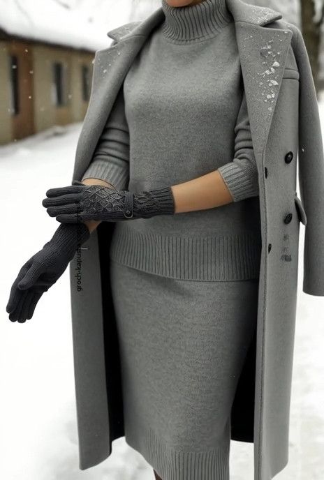 Wełniane Rękawiczki z Ozdobnym Guzikiem (kamyk) Ciemny szary