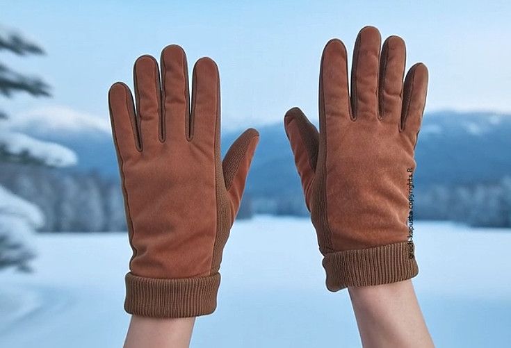 ​Rękawiczki Zamszowe karmelowe Ocieplane