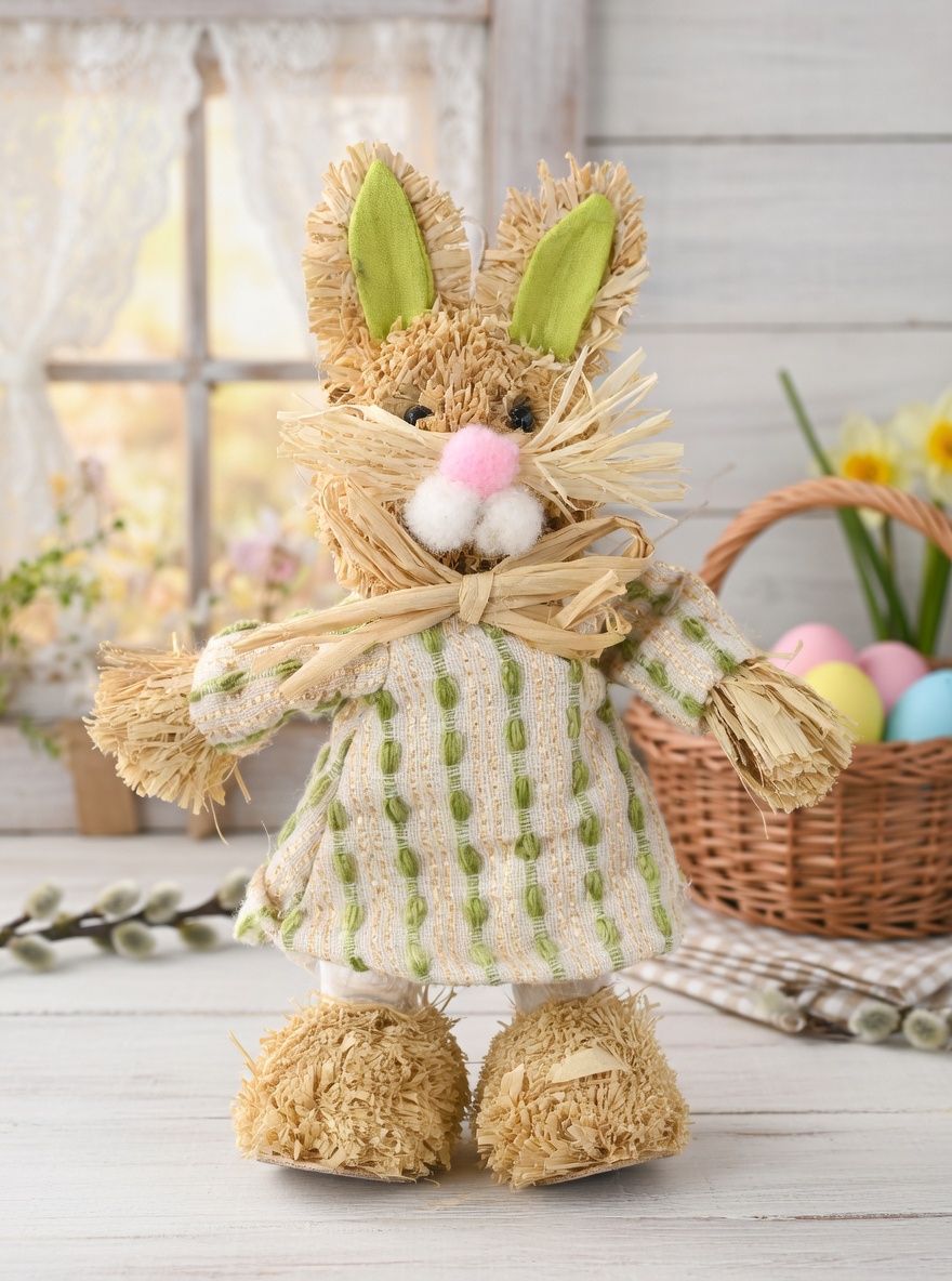 Zajączek słomiany – ręcznie wykonana dekoracja wielkanocna