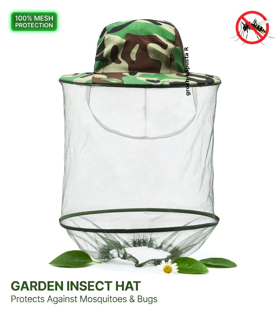 Kapelusz wędkarski moro z moskitierą – skuteczna ochrona w terenie, do koszenia trawy, na ryby, myśliwski