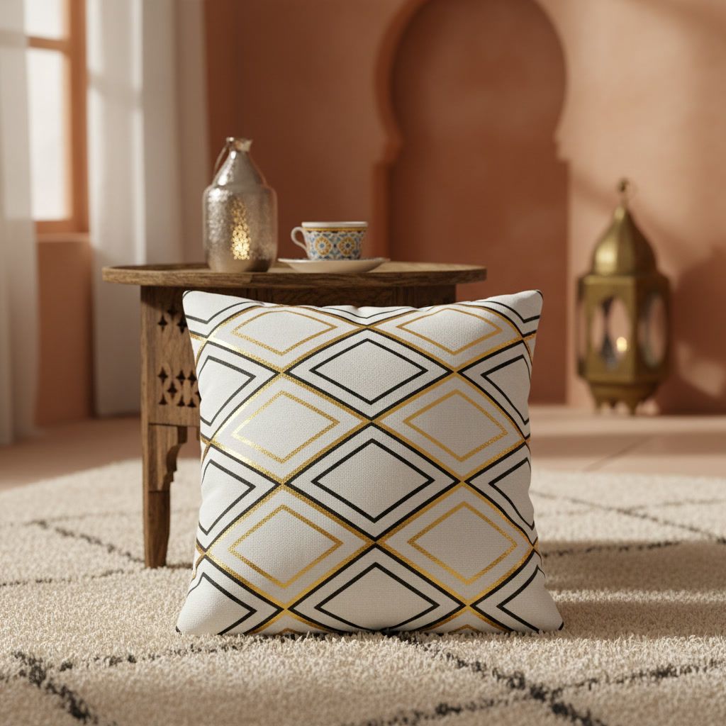 Płócienna poszewka na poduszkę – elegancja w stylu marokańskim romb