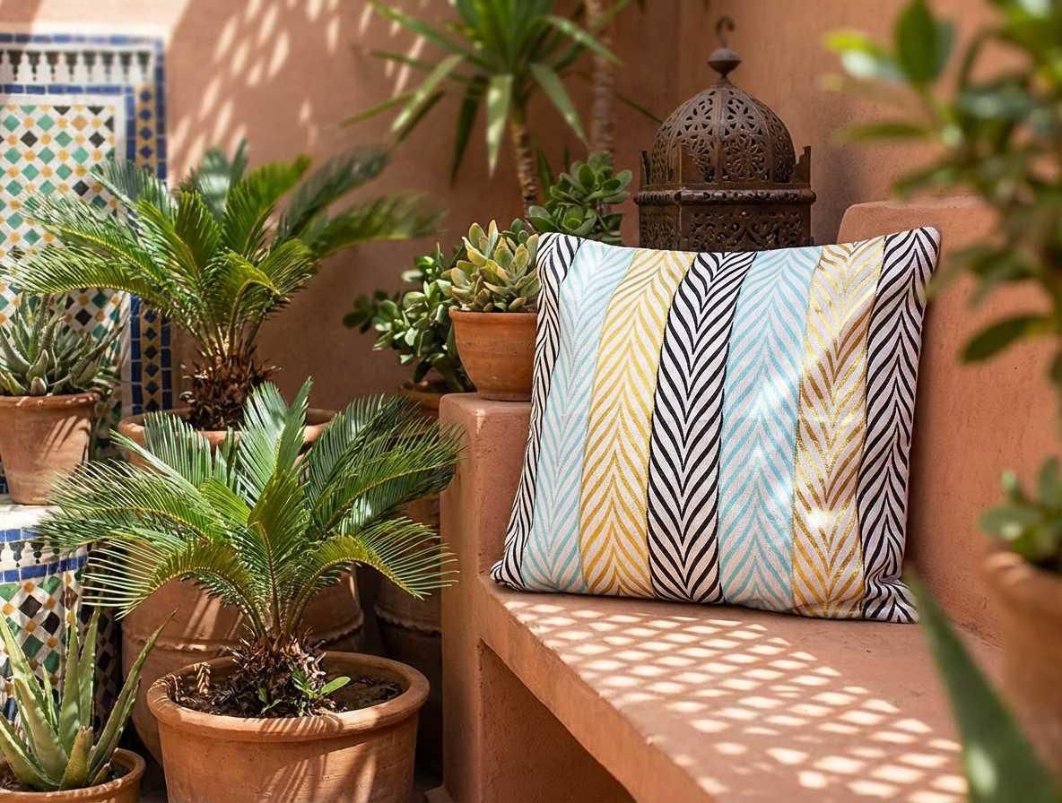 Płócienna poszewka na poduszkę – elegancja w stylu marokańskim warkocz