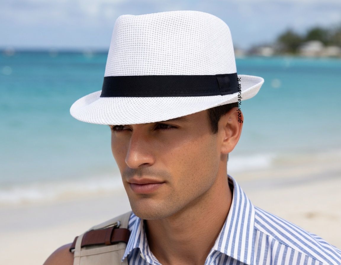 ​Kapelusz Trilby pleciony  – lekki, stylowy i ponadczasowy roz. 58 biały