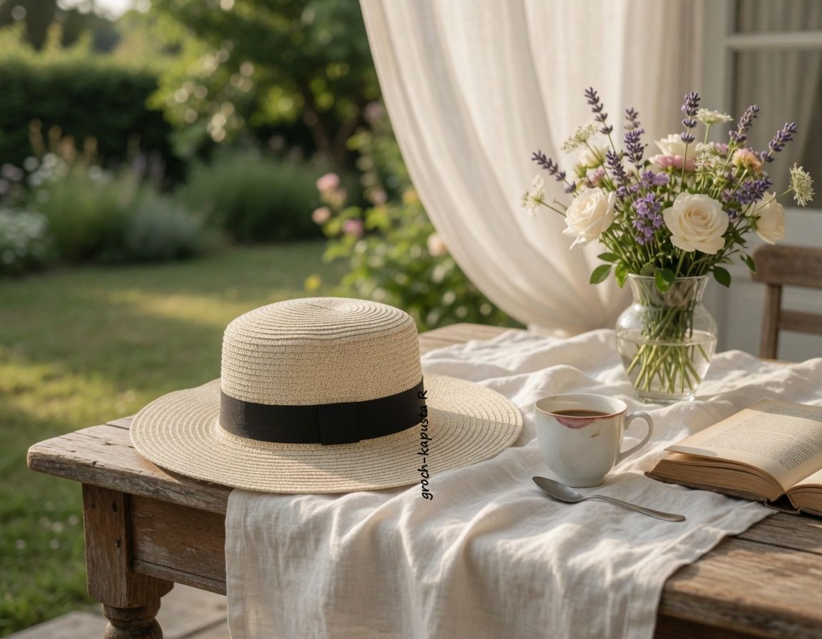 ​Kapelusz słomkowy letni typu boater (kanotier) Beżowy-naturalny – lekki i stylowy na słoneczne dni damski męski na plażę, miasto do ogrodu