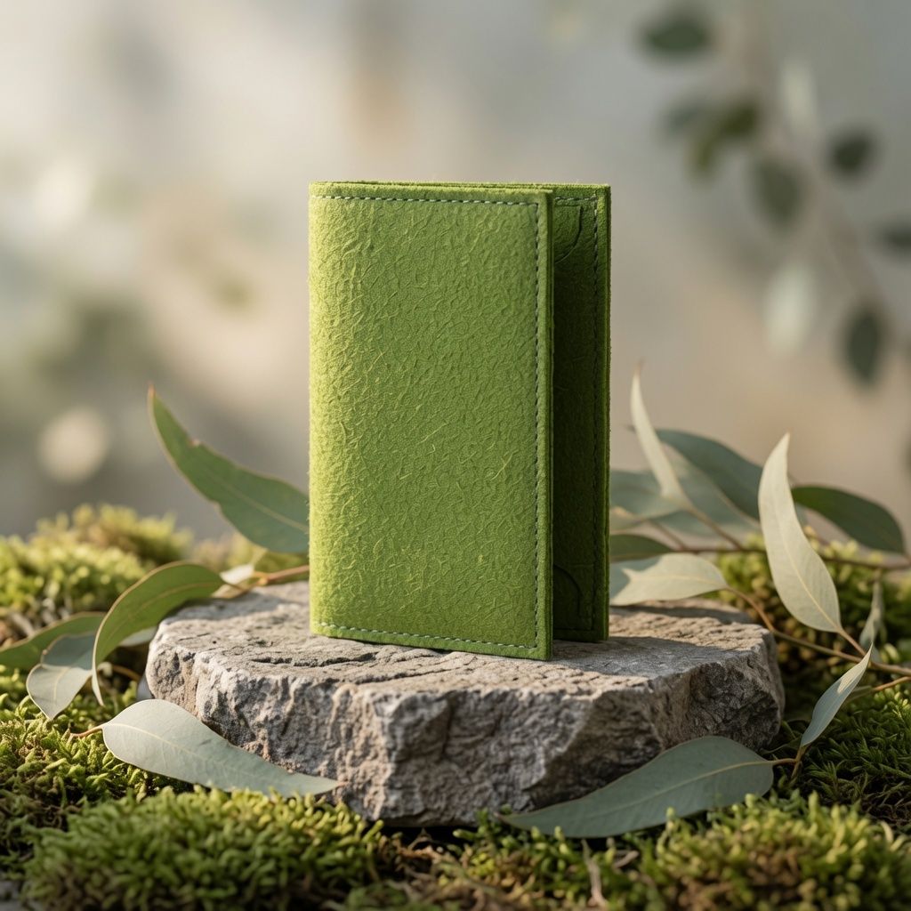 ​Portfel filcowy HAND MADE – zielony | Minimalistyczny portfel z zapięciem i kieszonką na zamek