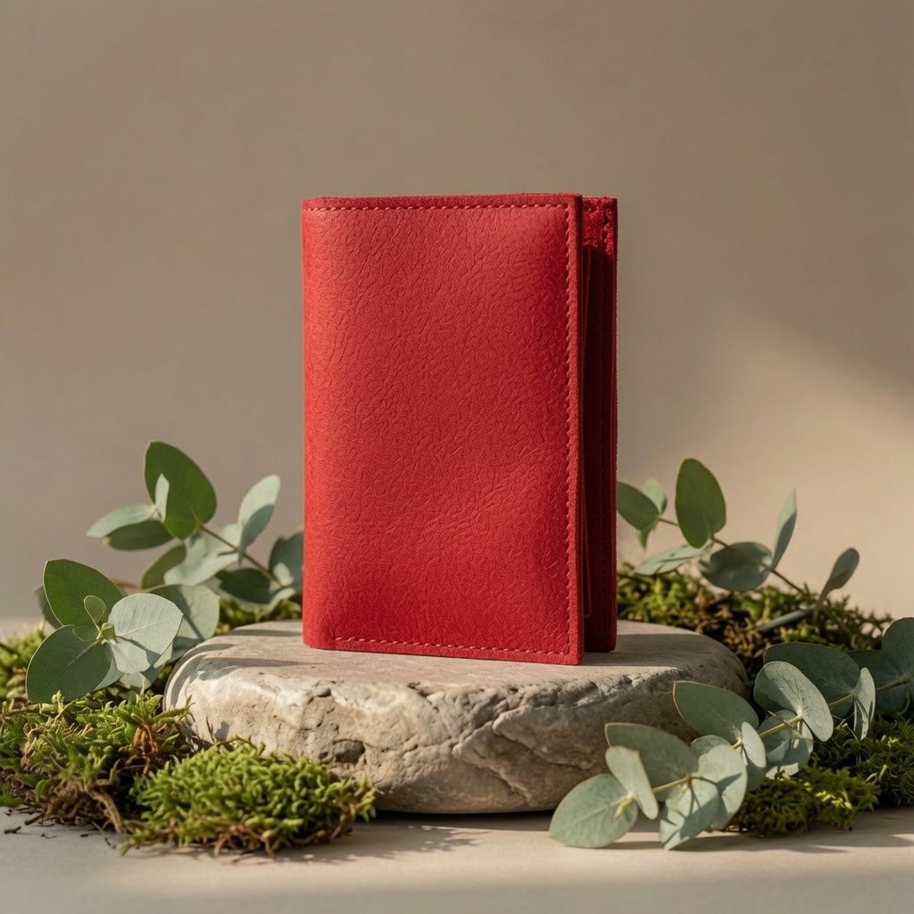 Portfel filcowy HAND MADE – czerwony | Ręcznie szyty, minimalistyczny portfel z kieszonką na suwak