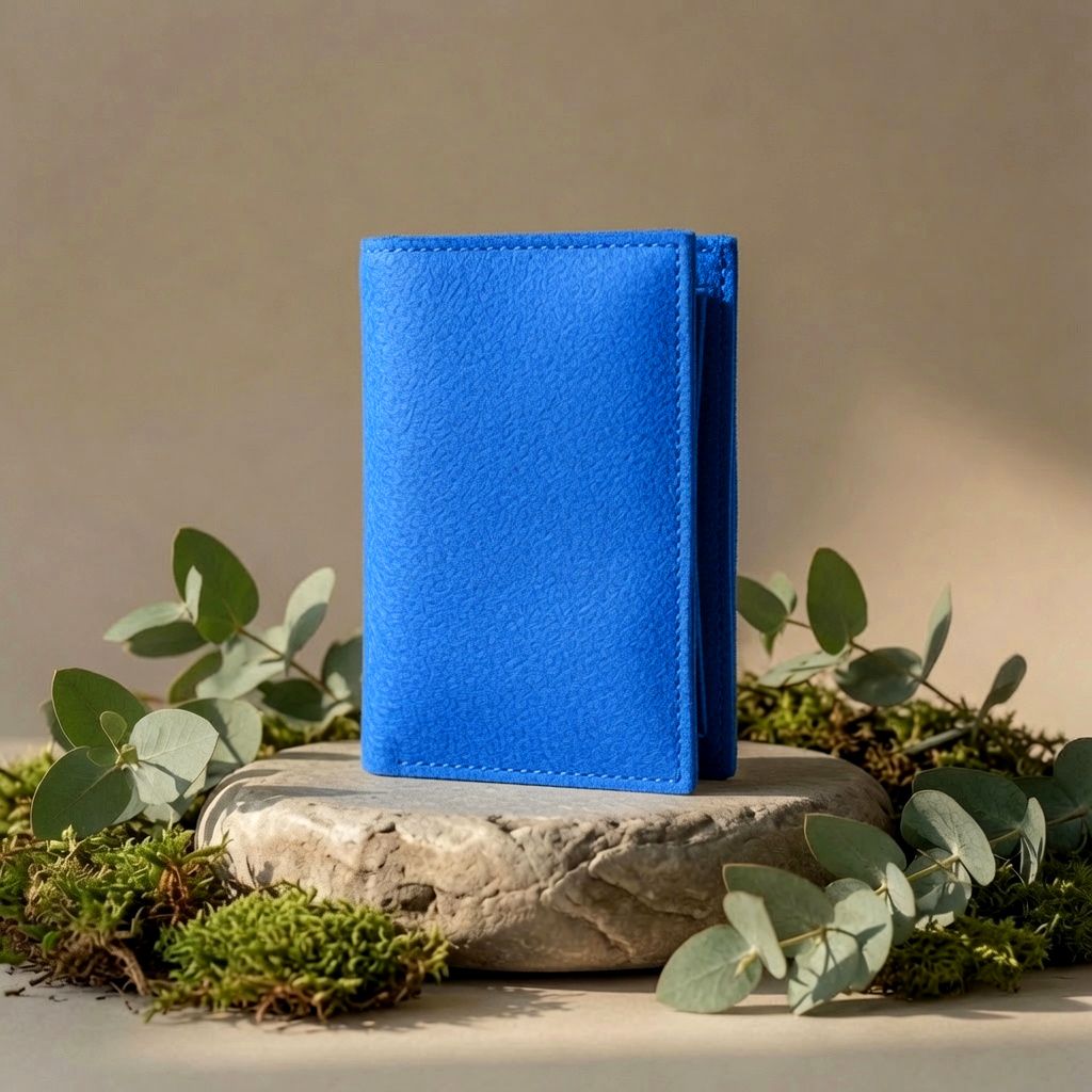 Portfel filcowy HAND MADE – niebieski | Ręcznie szyty, minimalistyczny portfel z kieszonką na suwak