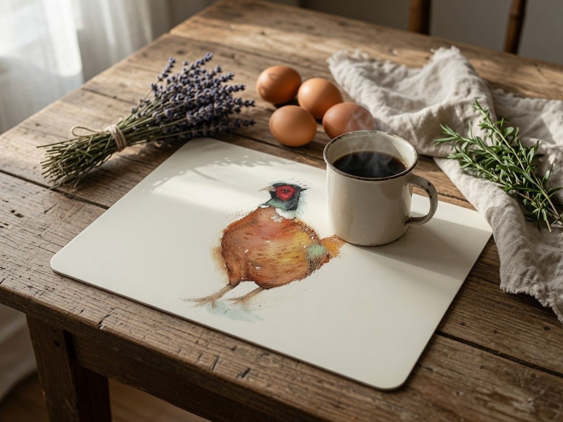 Podkładka korkowa z laminowanym nadrukiem „Bażant” | Styl rustykalny | 30 × 20 cm