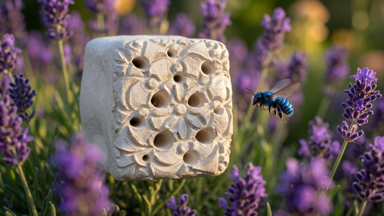 Ceramiczny Dom dla Murarek „Rozeta”  BIAŁY dom dla owadów kostka gliniana