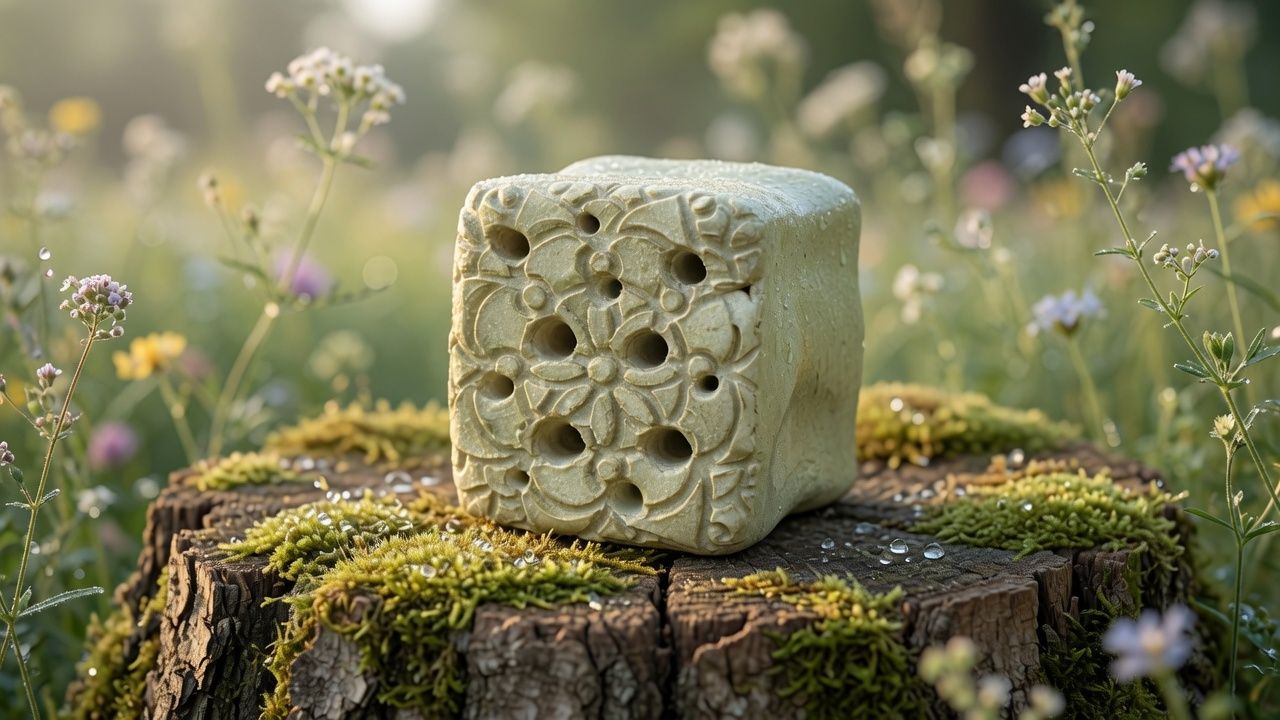 Ceramiczny Dom dla Murarek „Rozeta”  ZIELONY dom dla owadów kostka gliniana