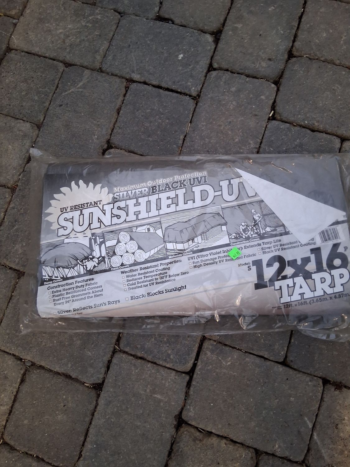 12' X 16' Silver/Black UVI Tarp