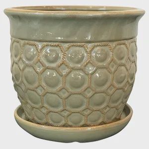 Oxford Planter with Saucer, Color: Beige