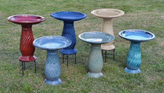 Ceramic Swirl Bird Baths