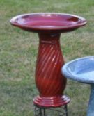 Ceramic Swirl Bird Baths, Color: Red