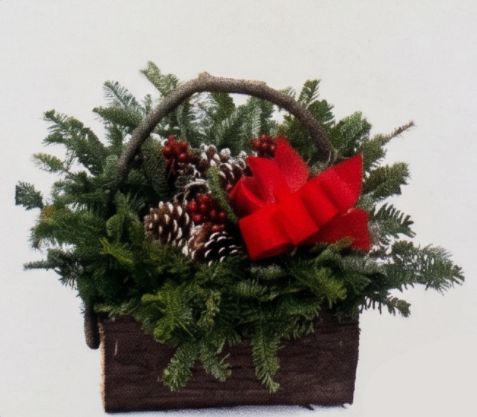 Decorated Holiday Cedar Log Planters, Size: Small