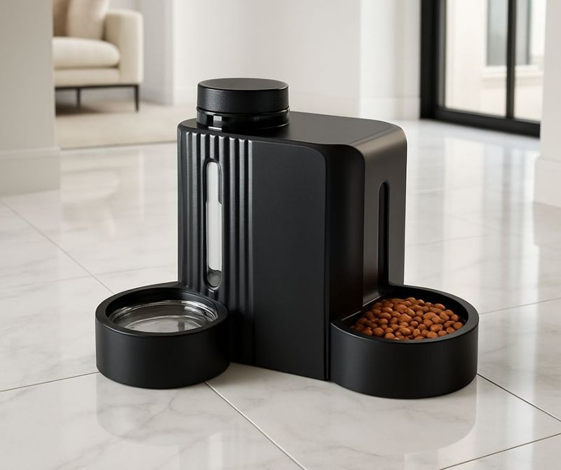 Cat Dog Feeder and Waterer Automatic Gravity Feeding - Two-in-One 3L Large Capacity, Automatic Gravity Feeding, 304 Stainless Steel Bowl