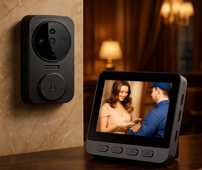 Smart Wireless Video Doorbell with Monitor Security Camera Door Bell Intercom