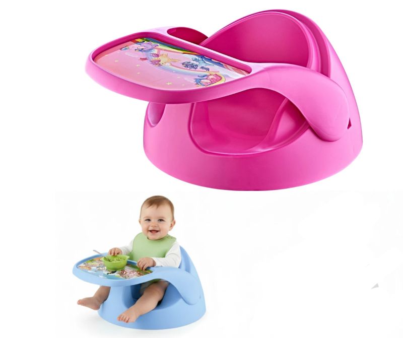 2in1 Baby Feeding Seat Toddler Bath Seat Kids Floor Booster Removable Tray Seat
