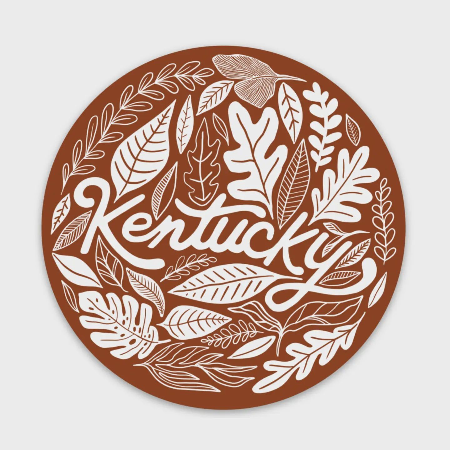 KY Brown Foliage Circle Sticker