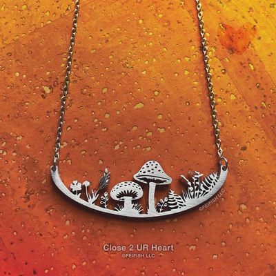 Mushrooms Stainless Steel Necklace