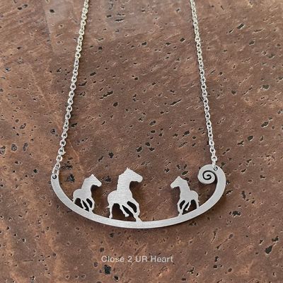 Three Horses Stainless Steel Necklace