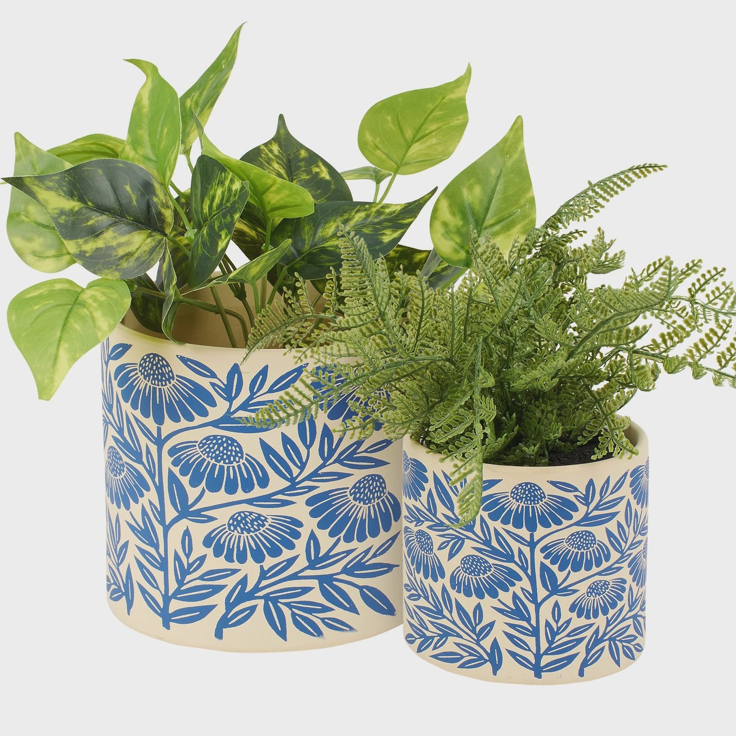 Planter - Blue Folk Art, Size: Sm