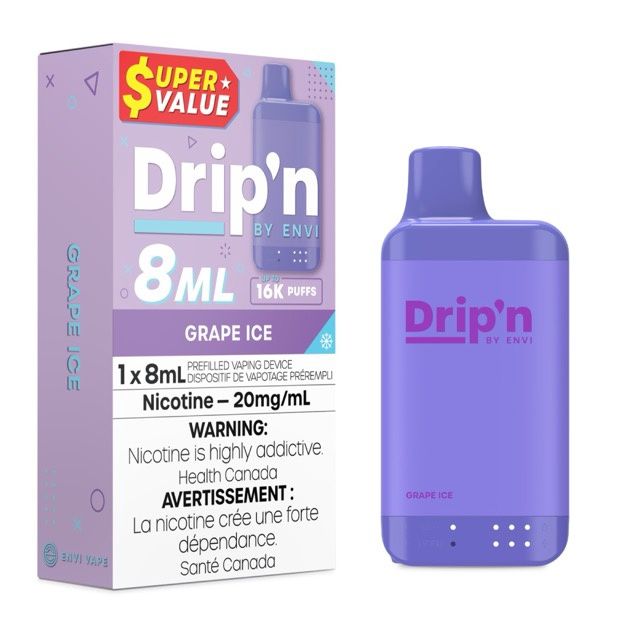 Drip'n by Envi 8ml Disposable, Flavour: Grape Ice