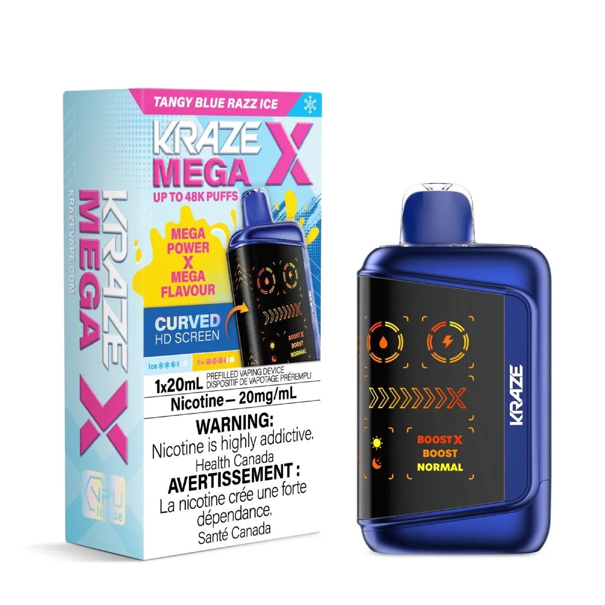 Kraze - Mega X, Flavour: Tangy Blue Razz Ice