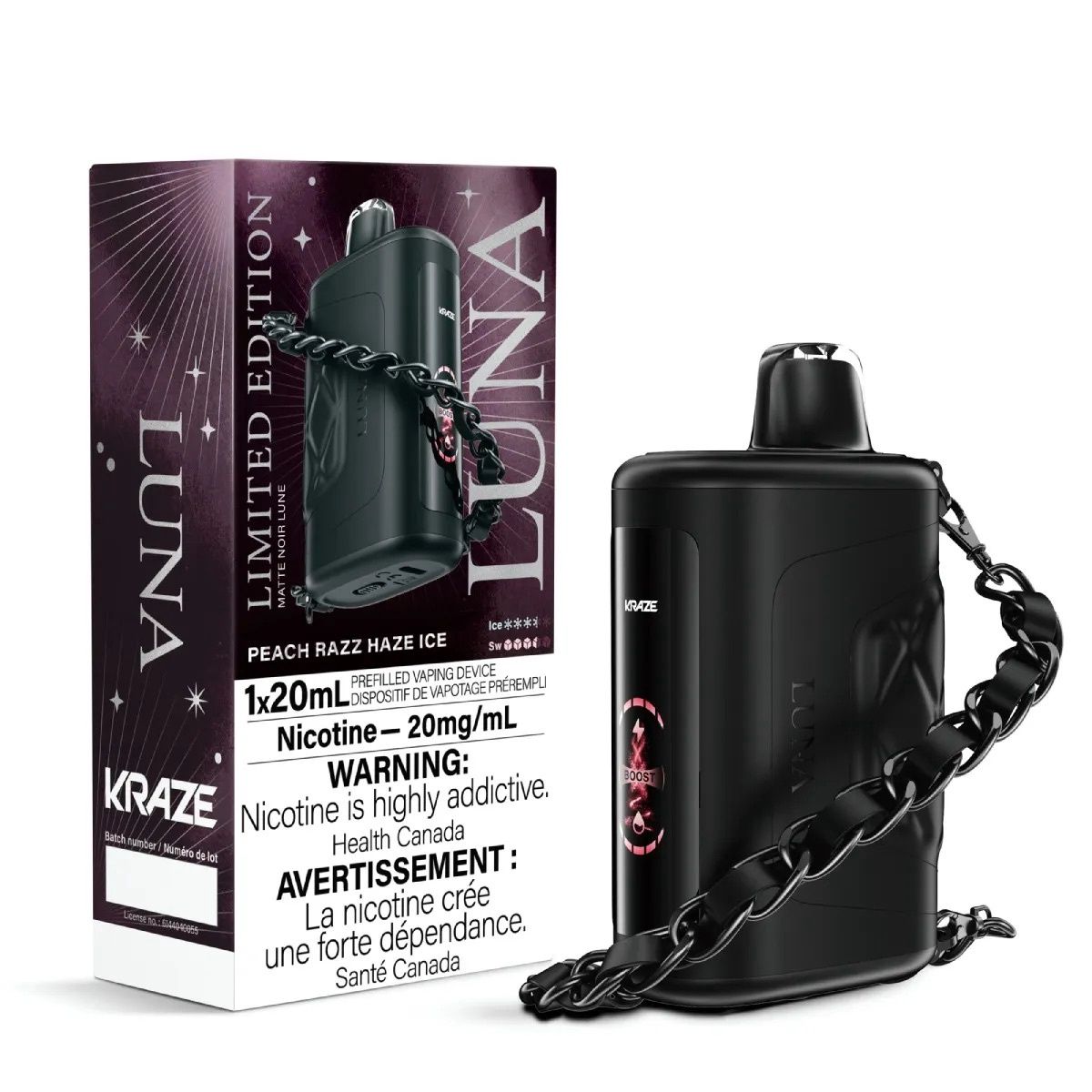 Kraze Luna 42K Disposable Vape, Flavour: Peach Razz Haze Ice