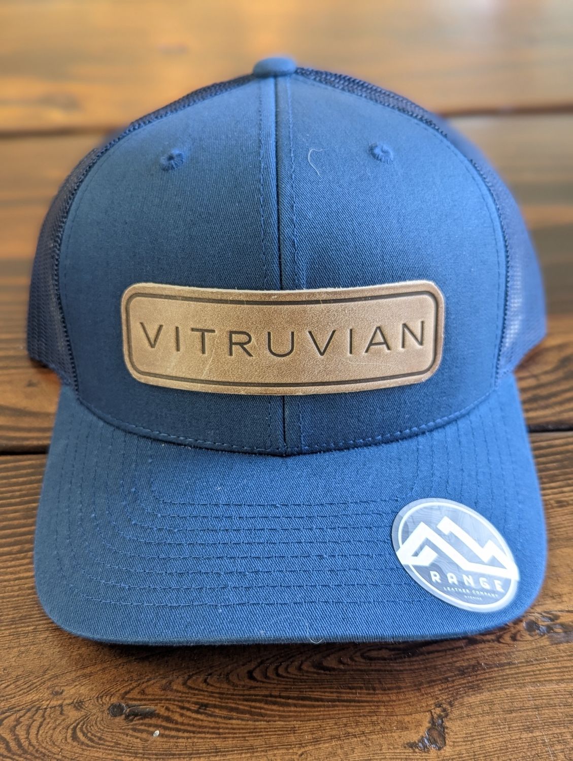 Vitruvian Leather Patch Hat, Hat Color: Navy