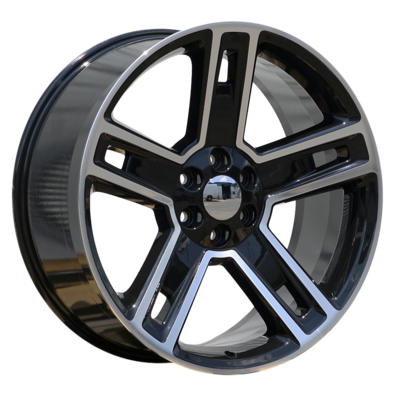 22x9 Carbon Style Replica, Gloss Black with Machined Face