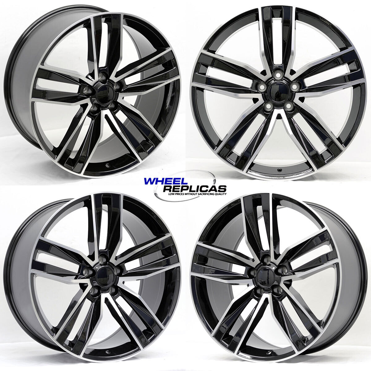 22x8.5 & 22x10 Combo Gloss Black & Machined 16-18 Camaro Style Wheels