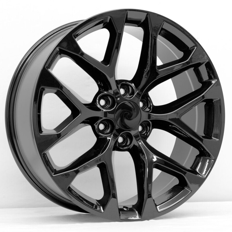 22x9 Snowflake Style Replica, Gloss Black