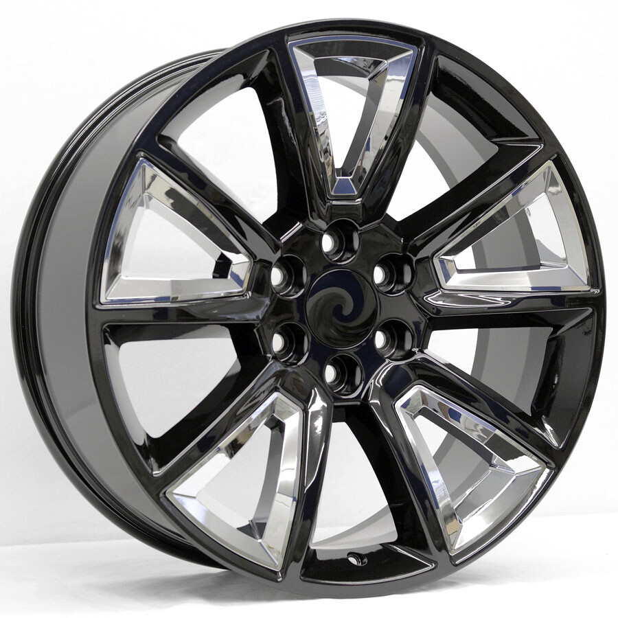 22x9 Denali Triangle Style Replica, Gloss Black with Chrome Inserts