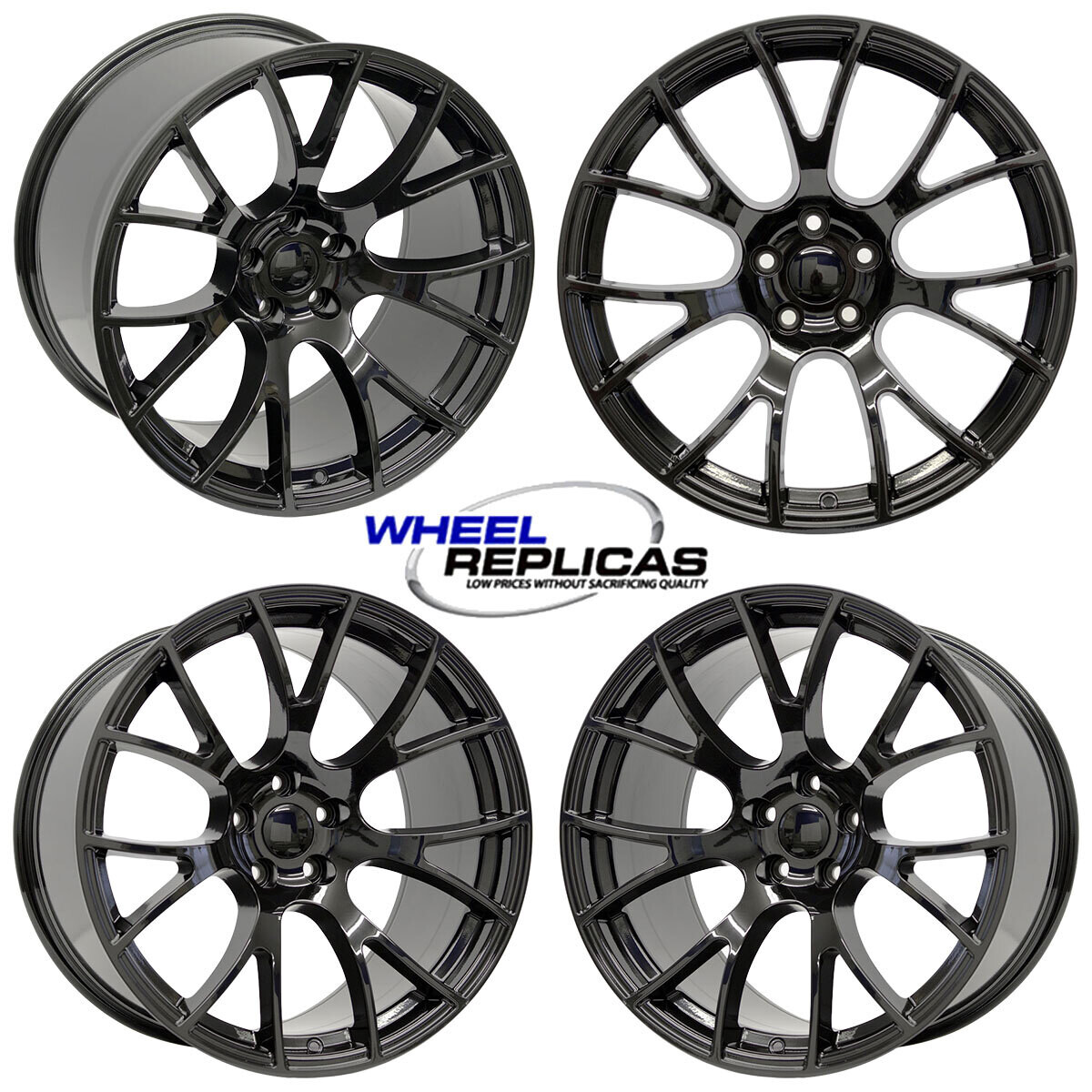 20x9 & 20x11 Gloss Black Hellcat 'Y' Style Wheels - SET