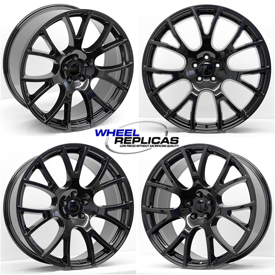 22x9 & 22x10 Gloss Black Hellcat 'Y' Style Wheels - SET