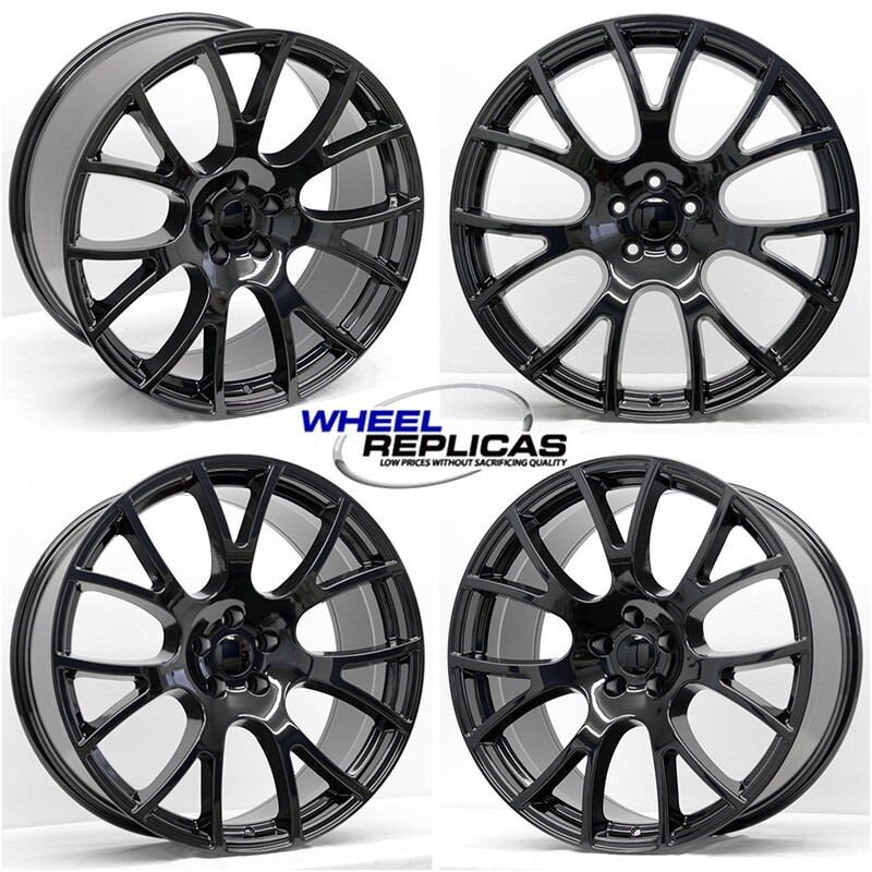 22x9 &amp; 22x10 Gloss Black Hellcat &#39;Y&#39; Style Wheels - SET