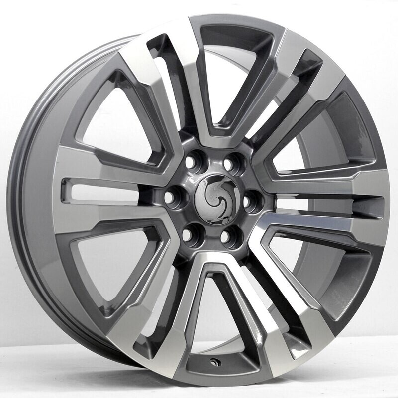 22x9 Denali Split 6 Spoke Style Replica, Gunmetal with Machined Face