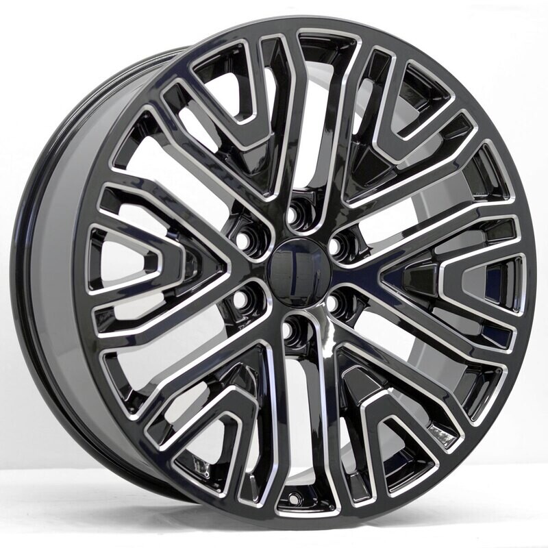 22x9 GM Mesh Style Replica, Gloss Black &amp; Milled Edges