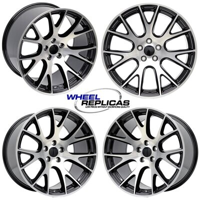 20x9.5 & 20x11 Gloss Black with Machined Face Hellcat 'Y' Style Wheels - SET