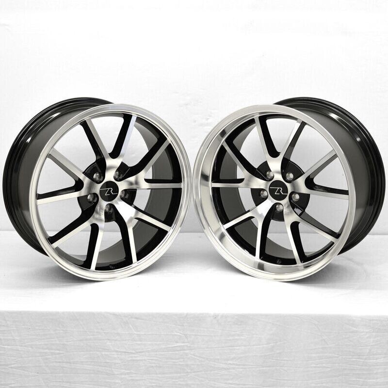 (2) 20X8.5 &amp; (2) 20x10 Gloss Black with Mirror Face FR500 Style Wheel