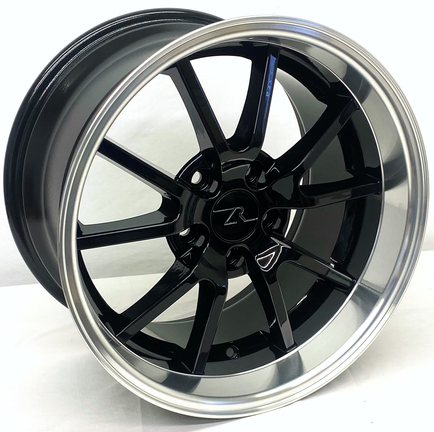 (2) 17X9 & (2) 17x10.5 Gloss Black with Mirror Lip FR500 Style Wheels