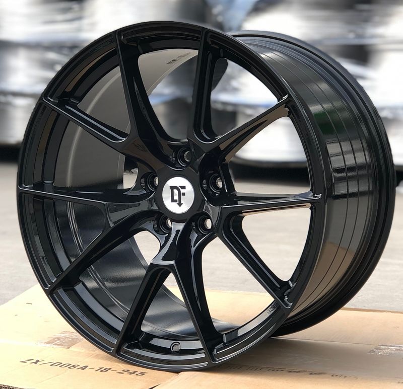 (2) 19x10 &amp; (2) 19x11 Gloss Black DF5V Wheels (Mustang) Staggered