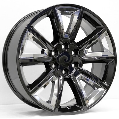 22x9 Denali Triangle Style Replica, Gloss Black with Chrome Inserts
