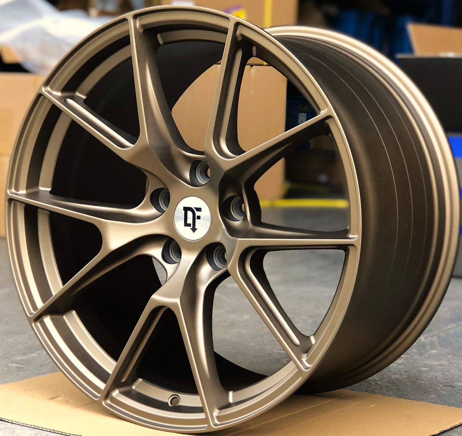 (2) 19x10 &amp; (2) 19x11 Sand Bronze DF5V Wheels (Mustang) Staggered